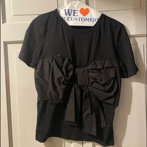 Zara black top with big black bow short sleeve